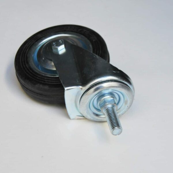 RUEDA DE CARRO DE GOMA GIRATORIA PARA MUEBLES 4" CONEXIÓN DE PASADOR ROSCADO M10X30