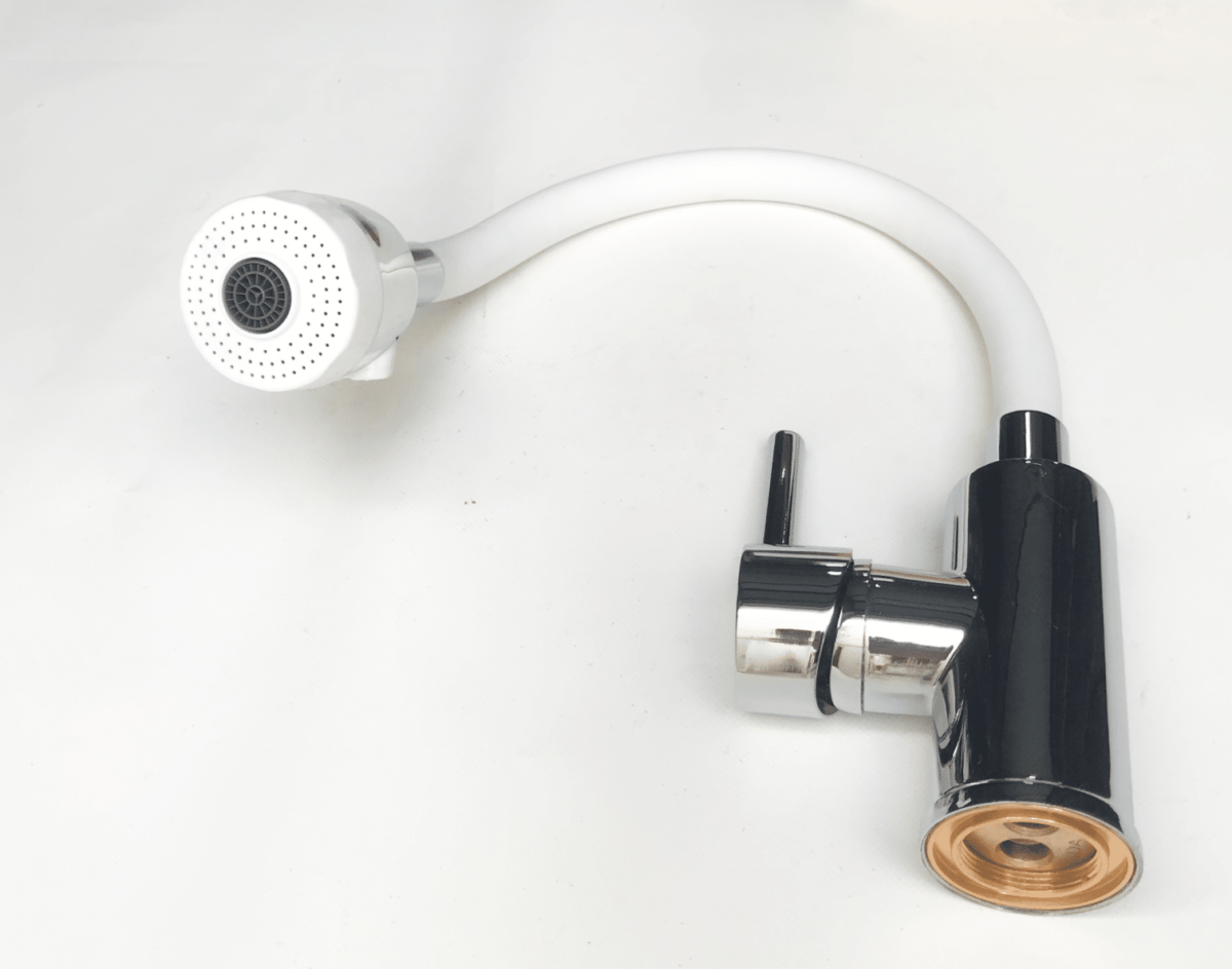 GRIFO MEZCLADOR FREGADERO FREGADERO CAÑO FLEXIBLE EXTRAÍBLE SPRAY BLANCO