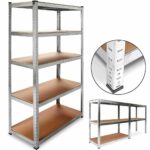 ESTANTERÍA 5 ESTANTES DE METAL GALVANIZADO MDF SÍMIL MADERA 90X40X180 cm ESTANTERÍA 915