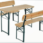 SET CERVECERÍA MESA + BANCOS BANCO RESPALDO FERIAS DE LA MADERA 115x60 CM 377