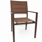 TEXTILENE SILLA DE ALUMINIO APILABLE BAR RESTAURANTE INTERIOR EXTERIOR MARRÓN 749v