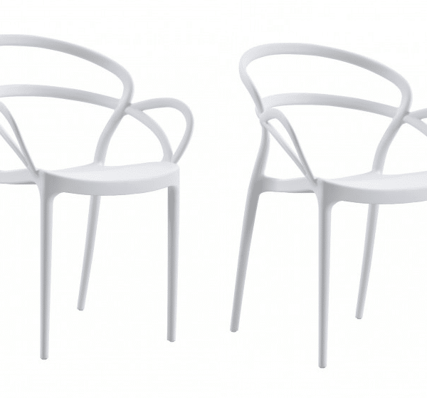 KIT 2 SILLAS POLIPROPILENO BAR SILLA RESTAURANTE INTERIOR EXTERIOR JARDÍN BLANCO 450