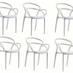 KIT 6 SILLAS POLIPROPILENO SILLA BAR RESTAURANTE INTERIOR JARDÍN EXTERIOR BLANCO 450