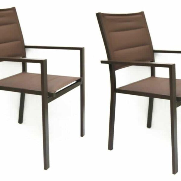 KIT 2 SILLAS APILABLES BAR RESTAURANTE INTERIOR EXTERIOR JARDÍN MARRÓN 749