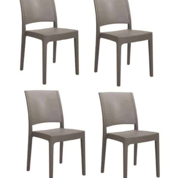 KIT 4 SILLAS POLIPROPILENO COCINA BAR RESTAURANTE SILLA INTERIOR EXTERIOR PALOMA GRIS PALOMA FL