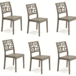 KIT 6 SILLAS POLIPROPILENO COCINA BAR SILLA RESTAURANTE INTERIOR EXTERIOR PALOMA TÉ GRIS