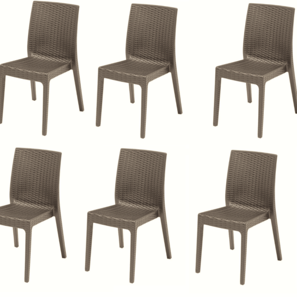 KIT 6 SILLAS SILLA DE POLIPROPILENO BAR RESTAURANTE INTERIOR EXTERIOR IMITACIÓN RATÁN SL T