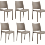 KIT 6 SILLAS DE POLIPROPILENO COCINA SILLA RESTAURANTE INTERIOR EXTERIOR GRIS PALOMA 597FLA