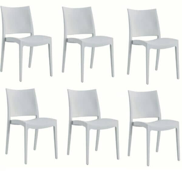 KIT 6 SILLAS POLIPROPILENO COCINA BAR RESTAURANTE SILLA INTERIOR EXTERIOR BLANCO 573