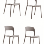 KIT 4 SILLAS DE POLIPROPILENO COCINA BAR RESTAURANTE SILLA INTERIOR EXTERIOR GRIS PALOMA 528V