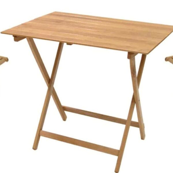 KIT DE MESA CON 2 SILLAS PLEGABLES DE MADERA PICNIC CAMPING cm 60x80 H 75 580D
