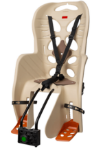 ASIENTO DE BICICLETA PARA NIÑOS HOMOLOGADO FIJACIÓN DE CUADRO 22Kg TRASERO BEIGE FRAA 134