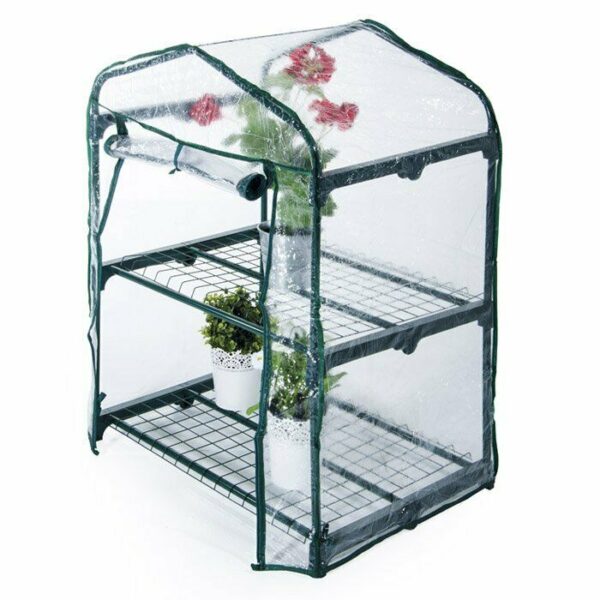 INVERNADERO JARDÍN BALCÓN TERRAZA PROTECCIÓN VEGETAL 2 ESTANTES PVC cm 69x49x95h 194