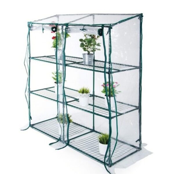 INVERNADERO RECTANGULAR BALCÓN PROTECCIÓN VEGETAL 3 ESTANTES PVC cm 135x50x152h 590