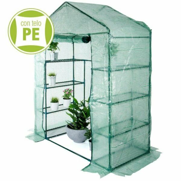 INVERNADERO CASA BALCÓN TERRAZA PROTECCIÓN VEGETAL 8 ESTANTES PE cm140x72,5x195 446