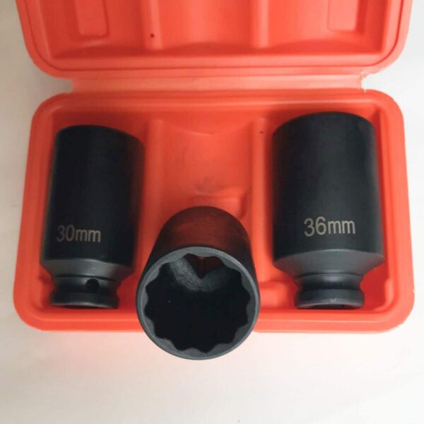 JUEGO DE VASOS: 3 PIEZAS 1/2" DESTORNILLADOR CEMENTADO POLIGONAL REFORZADO 30 32 36 MM 536