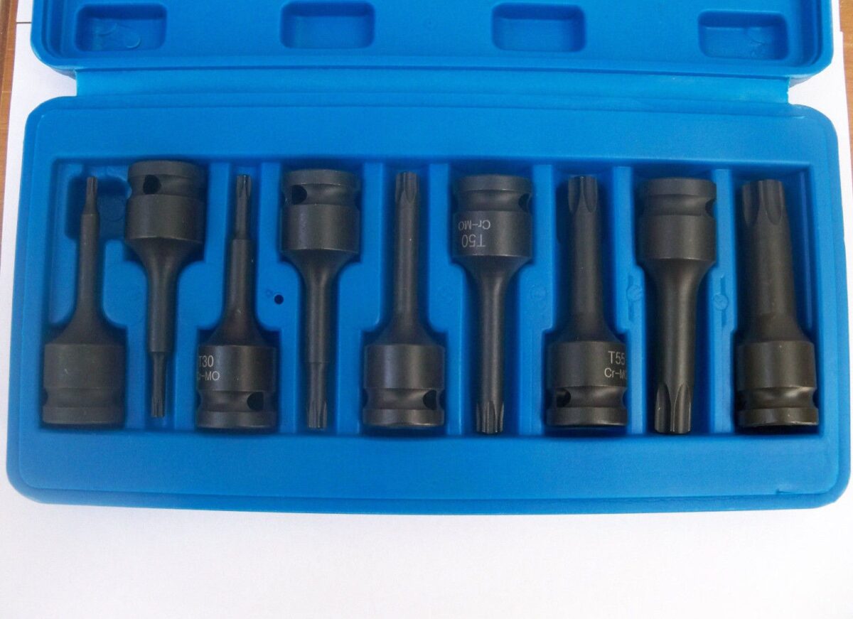 JUEGO DE LLAVES DE VASO TORX 1/2 T20-T70 IMPACT 75MM 9 PIEZAS LLAVES DE CASSETTE 438 OX