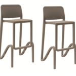 KIT 2 TABURETES INTERIOR EXTERIOR SILLAS DE POLIPROPILENO JARDÍN RESTAURANTE PALOMA GRIS G