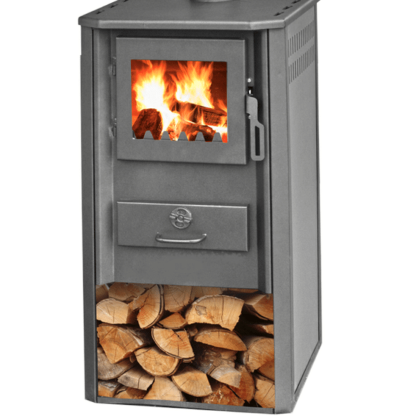 ESTUFA DE LEÑA PUERTA DE VIDRIO DE ACERO 8-9 KW CHIMENEA CHIMENEA cm 49x46x93 ANTRACITA OG