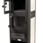 ESTUFA DE LEÑA VIDRIO DE ACERO 12 KW CON HORNO DE LEÑA cm 48x42x117 BEIGE RO248