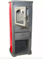 ESTUFA DE LEÑA HIERRO FUNDIDO VIDRIO 7 KW CHIMENEA CON SOPORTE PARA LEÑA cm 39x48x89 RED EKLX 302