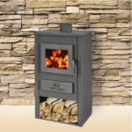 ESTUFA DE LEÑA ACERO VIDRIO 8-9 KW CHIMENEA CHIMENEA cm 49x46x91 ANTRACITA BS