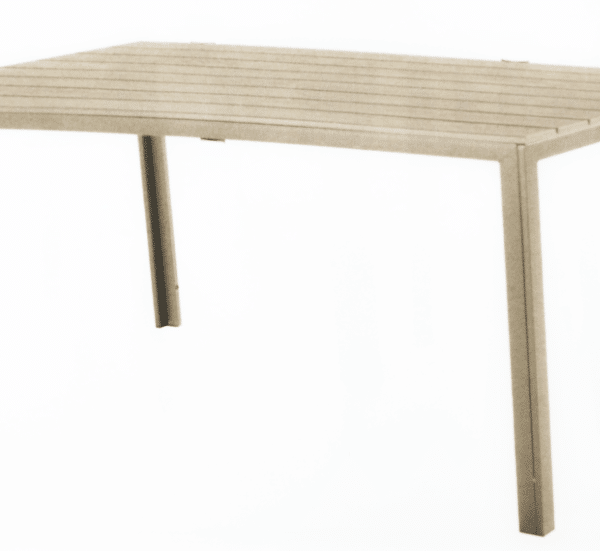 MESA RECTANGULAR DE RESINA JARDÍN EXTERIOR BEIGE EFECTO MADERA 156x78x74h 420v