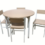 JUEGO DE MESA REDONDA REDONDA Ø 100 cm SILLAS DE JARDÍN DE MADERA MDF ROBLE 248ds