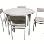 JUEGO DE MESA REDONDA REDONDA Ø 100 cm SILLAS DE JARDÍN DE MADERA MDF GRIS PALOMA 255ds
