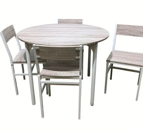 JUEGO DE MESA REDONDA REDONDA Ø 100 cm SILLAS DE JARDÍN DE MADERA MDF GRIS PALOMA 255ds
