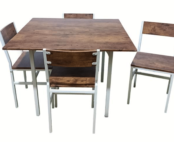 JUEGO DE MESA CUADRADA 100 cm SILLAS DE JARDÍN EN MADERA MDF MARRÓN 781ds