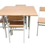 Juego de mesa cuadrada 100 cm sillas de jardín en madera mdf natural 750ds