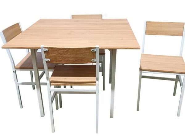 Juego de mesa cuadrada 100 cm sillas de jardín en madera mdf natural 750ds