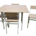 Juego de mesa de centro cuadrada 100 cm + 4 sillas de madera jardín exterior roble 767ds