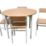JUEGO DE MESA REDONDA REDONDA Ø 100 cm SILLAS DE JARDÍN EN MADERA MDF CLARA 231ds