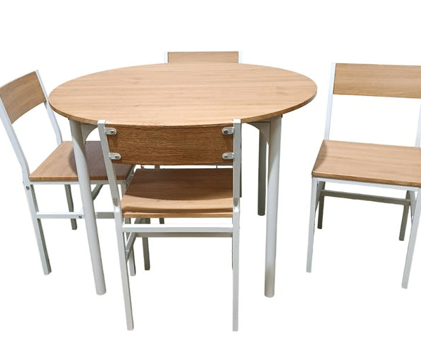 JUEGO DE MESA REDONDA REDONDA Ø 100 cm SILLAS DE JARDÍN EN MADERA MDF CLARA 231ds