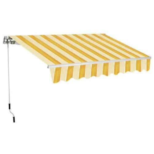 TOLDO BALCÓN BARRA CUADRADA 2x1,5MT AMARILLO BLANCO BRAZOS DE ALUMINIO 1822