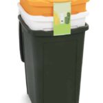 Tris bins cubos de basura clasificación de residuos plásticos amarillo blanco verde 637du