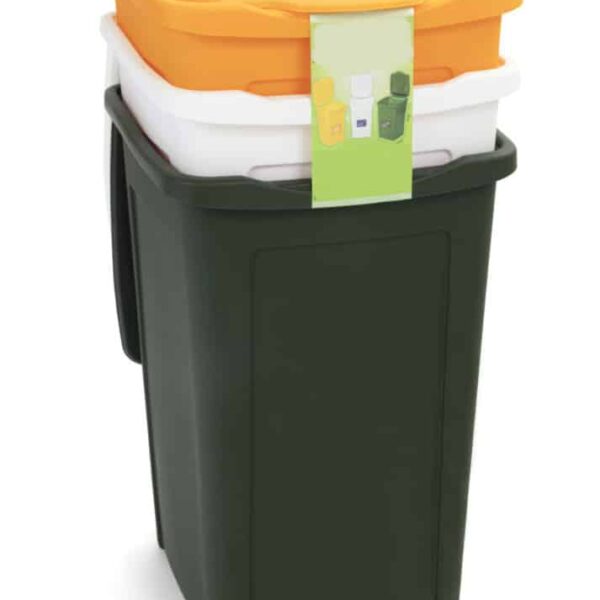 Tris bins cubos de basura clasificación de residuos plásticos amarillo blanco verde 637du