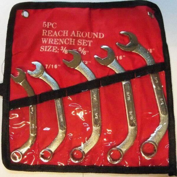 JUEGO 5 PIEZAS LLAVES DE PULGADA U 3/8 7/16 1/2 9/16 5/8 CURVAS CROMO VANADIO