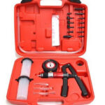 PROBADOR DE BOMBA DE VACÍO 2 FRASCOS FRENOS DE PURGA DE MANGUERA HERRAMIENTAS MANUALES VACUÓMETRO AUTOMÁTICO