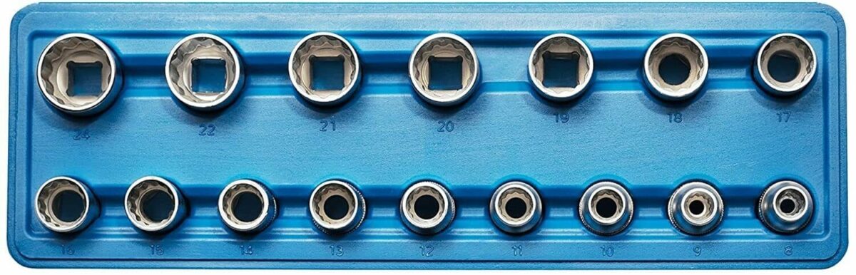 20862 16 PIEZAS 1/2 VASOS DE 8 A 24 MM MULTILOCK POLIGONAL SK 442