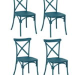 Kit 4 sillas de polipropileno cocina bar restaurante silla interior exterior verde petròleo cruz