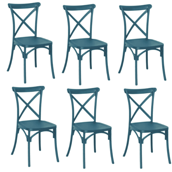 Kit 6 sillas de polipropileno cocina bar restaurante silla interior exterior verde petròleo cruz
