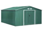 Caseta de jardín trastero caseta de herramientas de chapa de 11 m² 388 x 301 x 202 cm altura 449 V