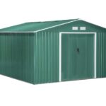 Caseta de jardín trastero caseta de herramientas de chapa de 11 m² 388 x 301 x 202 cm altura 449 V
