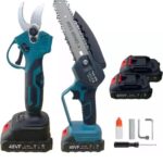 Kit 2 piezas motosierra batería 6″ 150mm tijeras 25mm 48V 2 baterías tijeras 427rh