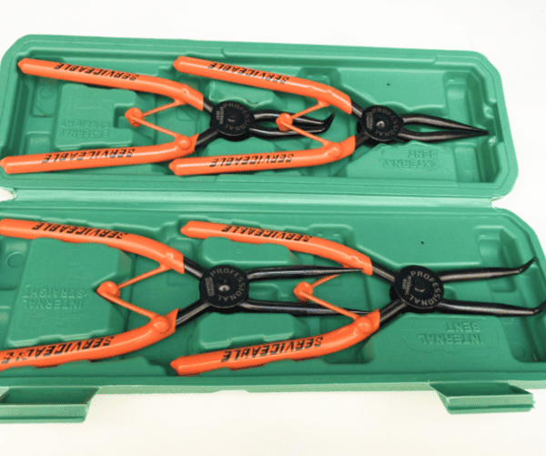 Juego de 4 alicates para sujetar anillos internos y externos seeger ensanchar y apretar 180mm 448l