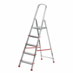 Escalera de aluminio para el hogar 5 peldaños plegable ligera altura 170 cm capacidad de carga 150 kg 118 cm