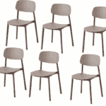 Conjunto de 6 sillas de polipropileno para cocina bar restaurante uso interior y exterior gris tórtola 733k